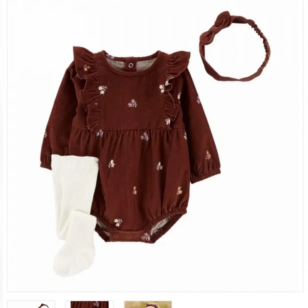 Carter's 3-Piece Corduroy Bubble Romper Set - Baby Girl